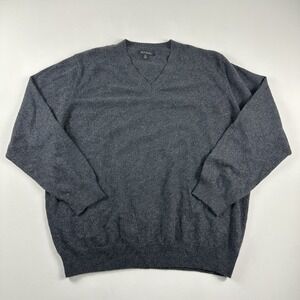 John W. Nordstrom 100% Cashmere Sweater Mens 2XL  V-Neck Knit Gray Preppy